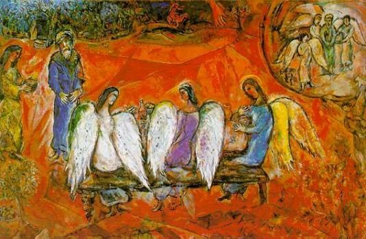 Marc Chagall: Adam and the Three Angels - 1954-1967