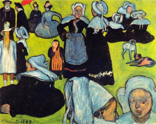 Paul Gauguin: Breton Women in Green Garden - 1888