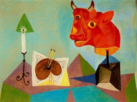 Pablo Picasso: Still Life With Palette And Bull's Head - 1938