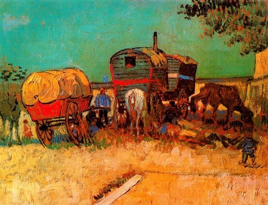 Vincent van Gogh: The Caravans, Gypsy Camp near Arles - 1888
