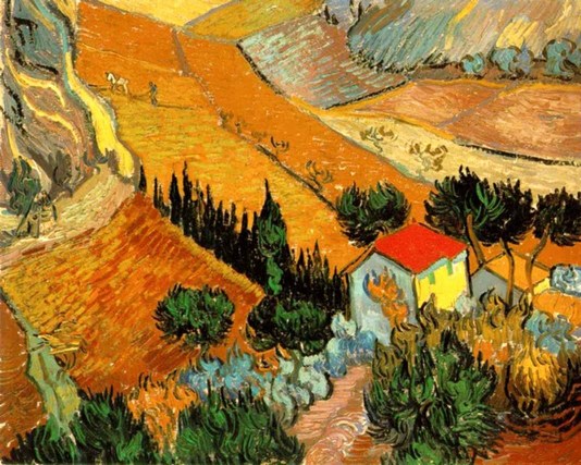 Vincent van Gogh: Landscape with House and Ploughman - 1889