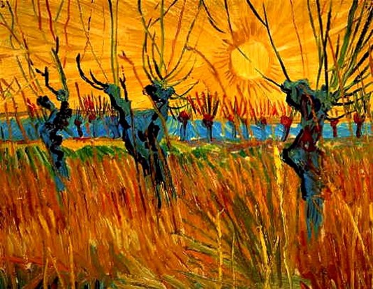 Vincent van Gogh: Pollard Willows with Setting Sun - 1888