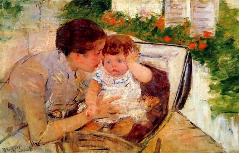 Larger view of Mary Cassatt: Susan Comforting the Baby #2 - 1881
