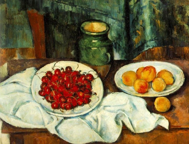 Larger view of Paul Cezanne: Still Life with Plate of Cherries - 1885-1887