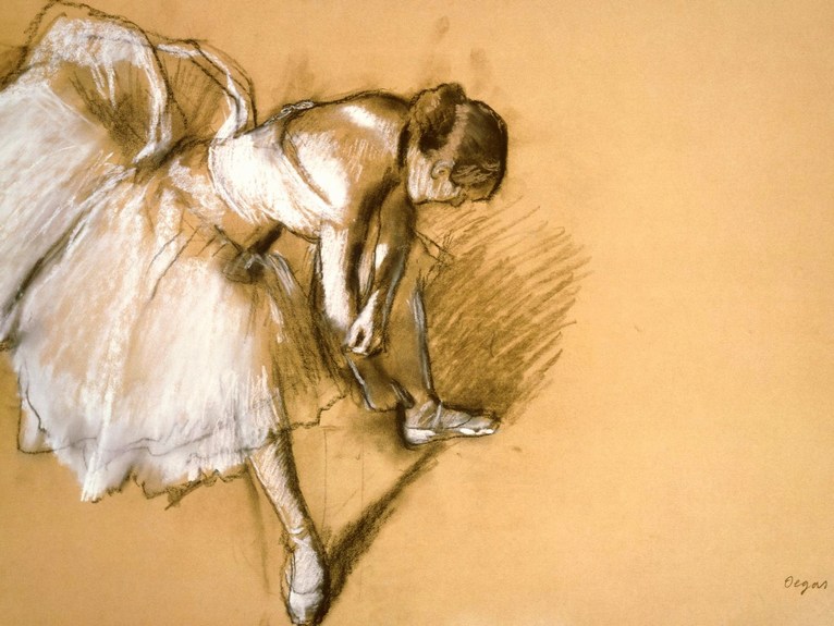 Larger view of Edgar Degas: Dancer Adjusting her Slipper - 1890