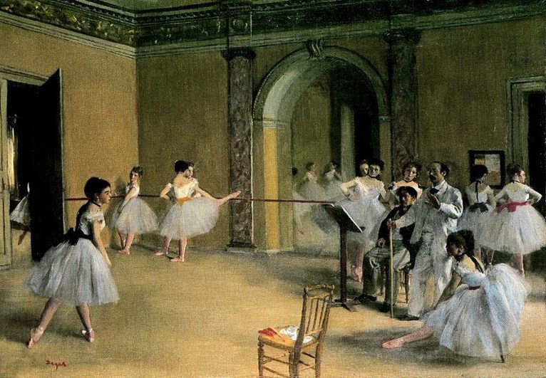 Larger view of Edgar Degas: The Dance Foyer at the Opéra, rue Le Peletier - 1872