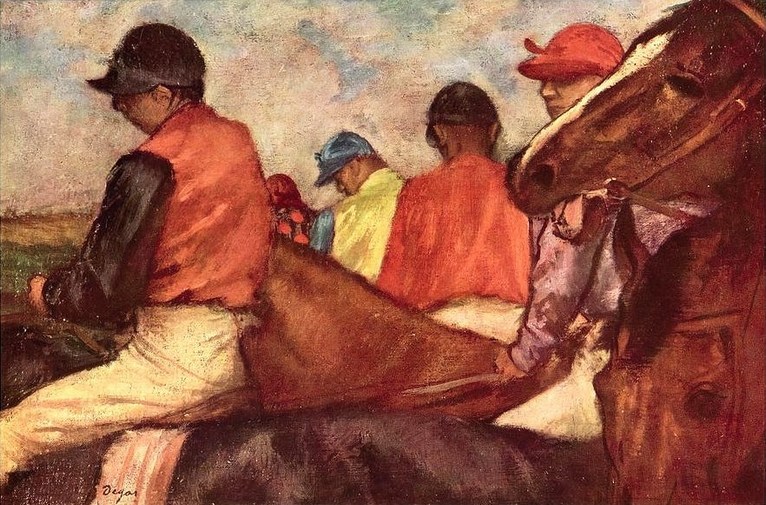 Larger view of Edgar Degas: Jockeys in Front of the Grandstands - 1882-1885