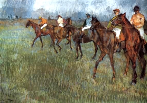 Larger view of Edgar Degas: Jockeys in the Rain - 1886