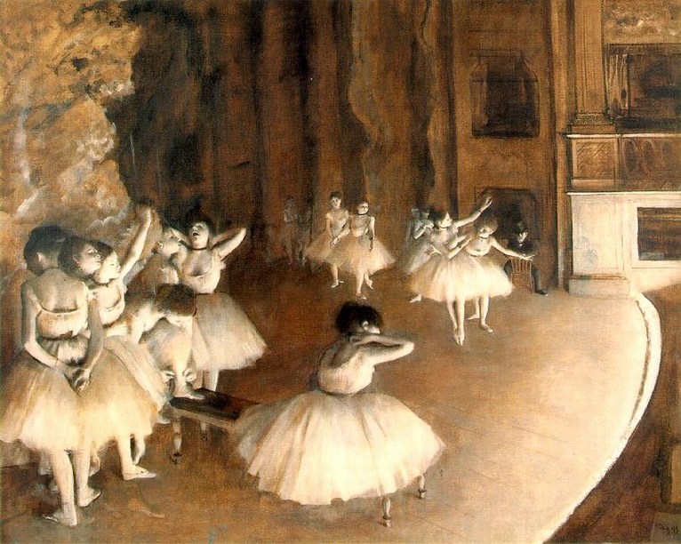 Larger view of Edgar Degas: Ballet Rehearsal on the Set - 1874