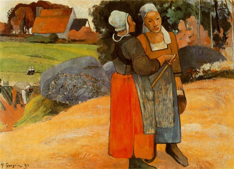 Larger view of Paul Gauguin: Breton Peasant Women (Paysannes Bretonnes) - 1894