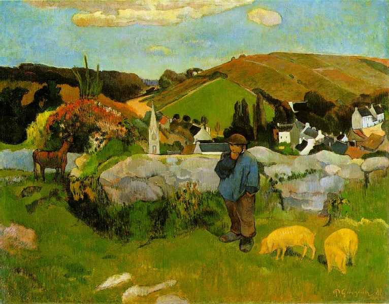 Larger view of Paul Gauguin: The Swineherd, Brittany - 1888