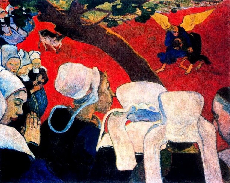 Larger view of Paul Gauguin: Vision after the Sermon; Jacob Wrestling with the Angel - 1888