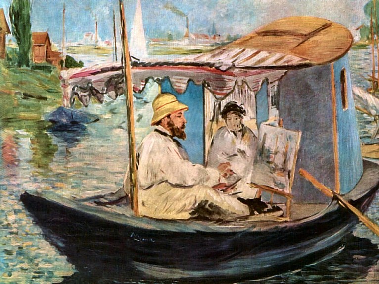 Larger view of Edouard Manet: Monet Painting on the Seine - 1874