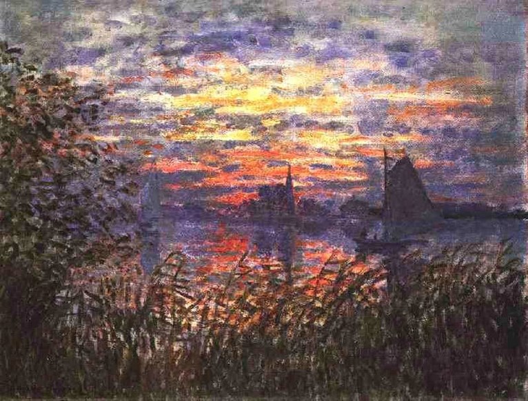 Larger view of Claude Monet: Marine View, Sunset - 1874