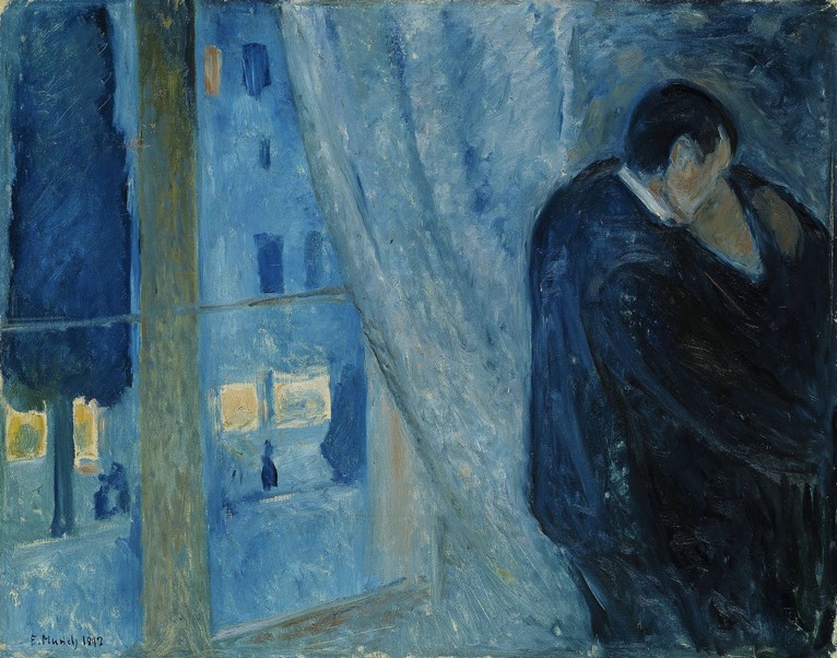 Larger view of Edvard Munch: Kiss by the Window - 1892