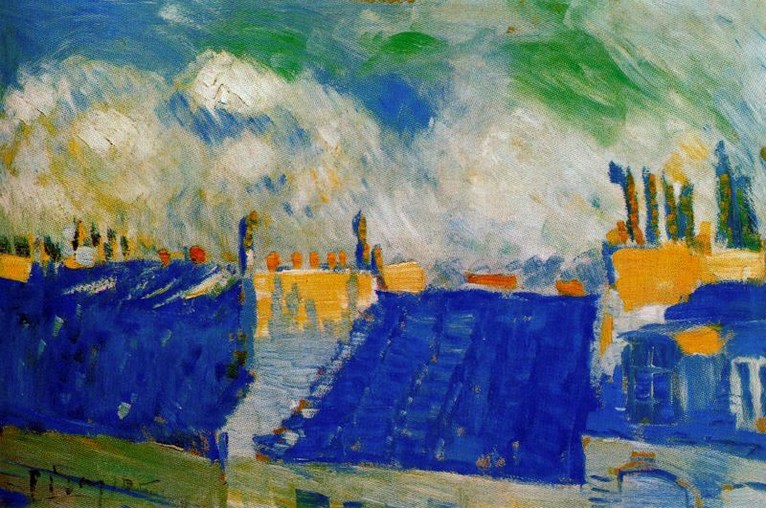 Larger view of Pablo Picasso: Blue Roofs - 1901