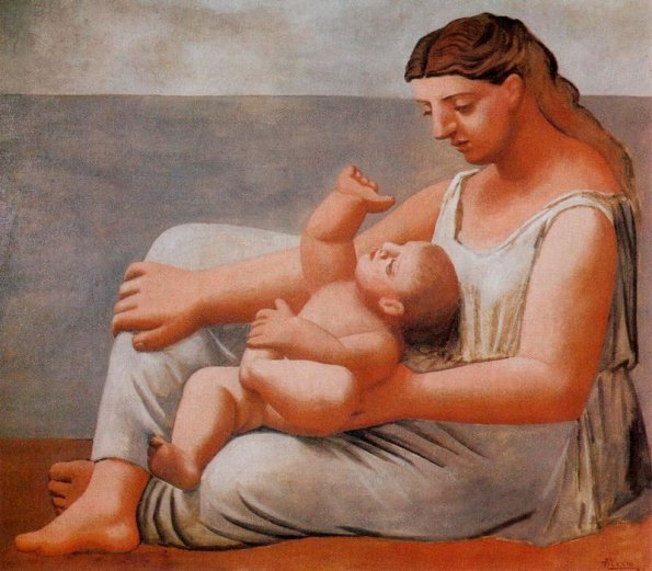 Larger view of Pablo Picasso: Woman And Child By The Sea - 1921