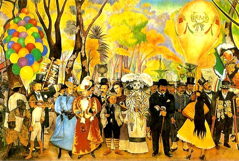 Larger view of Diego Rivera: Dream of a Sunday Afternoon in Alameda Park (detail) - 1948
