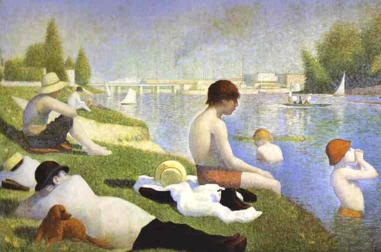 Larger view of Georges Seurat: The Bathers at Asnieres - 1883-1884