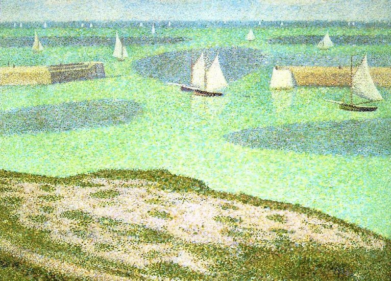 Larger view of Georges Seurat: Port-en-Bessin: Entrance to the Harbor - 1888
