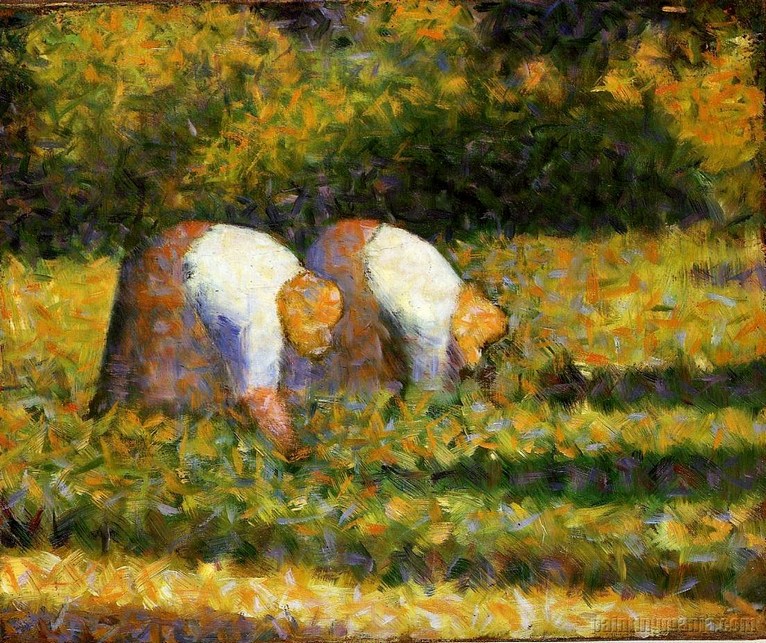 Larger view of Georges Seurat: Farm Women at Work - 1882-1883