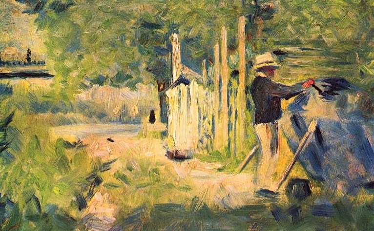 Larger view of Georges Seurat: Man Painting a Boat - 1883