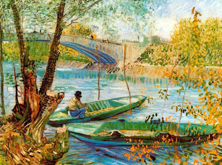 Larger view of Vincent van Gogh: Bridge at Clichy (Fisherman in his Boat) - 1887