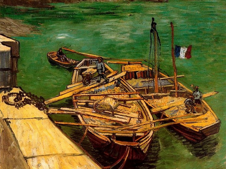 Larger view of Vincent van Gogh: Sand Barges on the Rhône - 1888